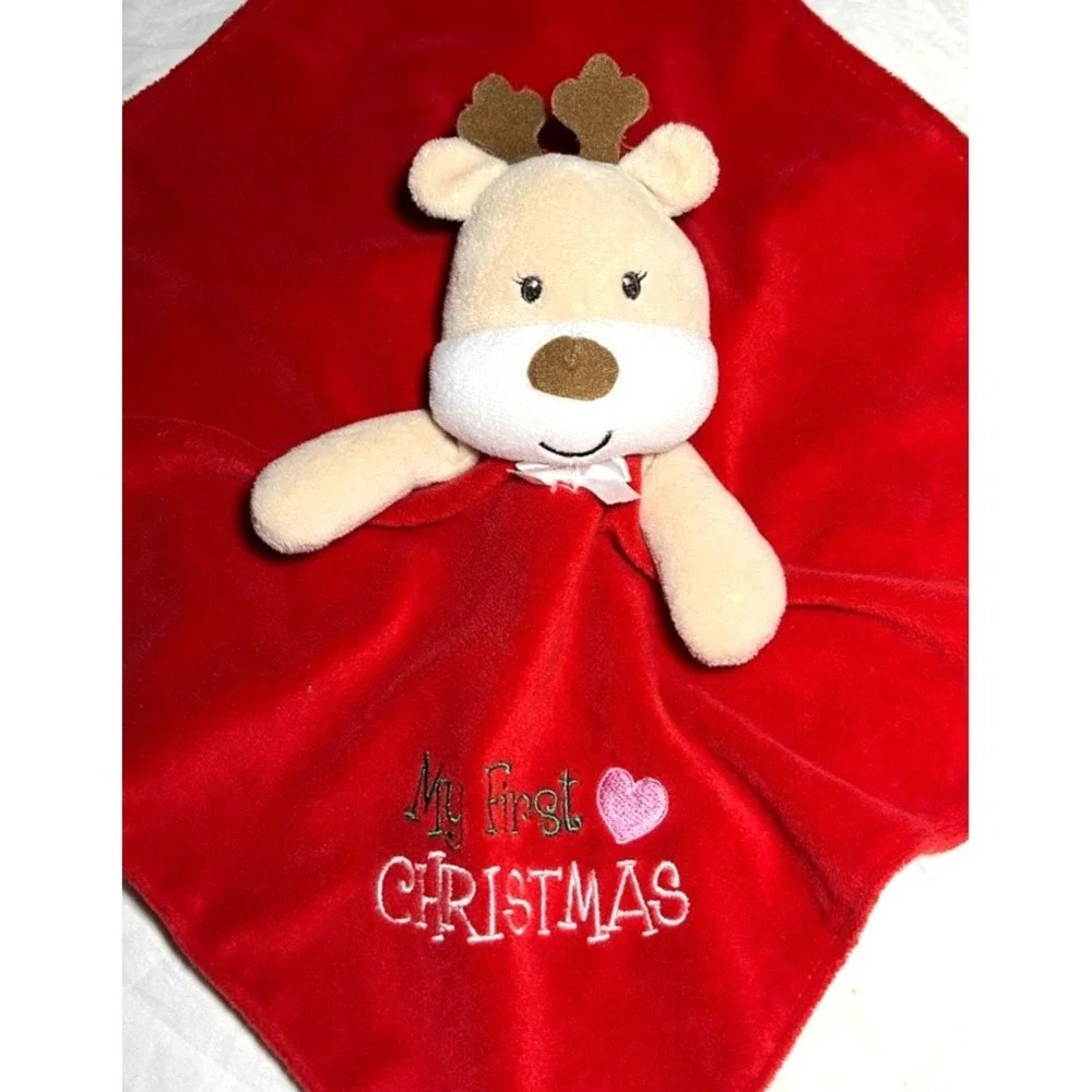 Baby Starters Red My First Christmas Reindeer Security Blanket Rattle Lovey